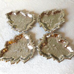 Sterling Craft Leaf Trays Vintage Set of 4 Made in Hong Kong